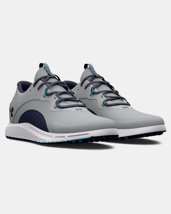 Men's UA Charged Draw 2 Spikeless Golf Shoes, Gray, pdpMainDesktop image number 3